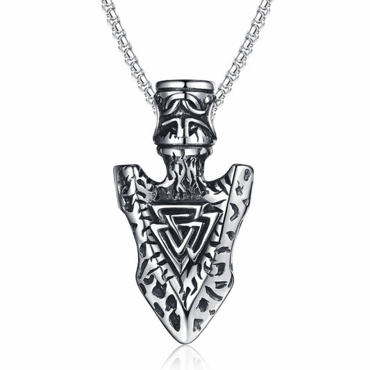 Titanium Steel Necklace – Vintage Viking Triangle Cone