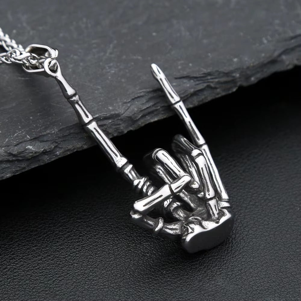Gothic Skull Stainless Steel Men's Pendant Necklace