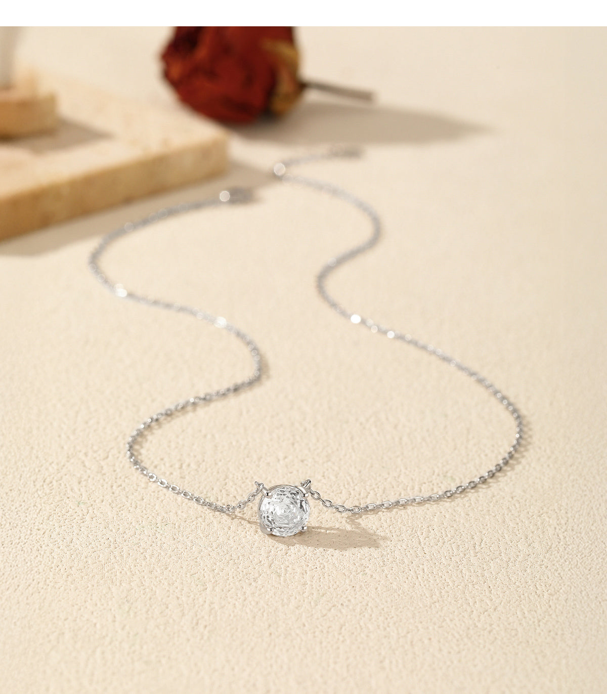 925 Sterling Silver Rose-Cut Zircon Necklace