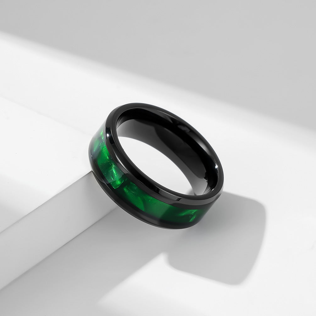Planderful Titanium Steel Ring For Men Black Patch Hipster Fashion Nightclub Jewelry