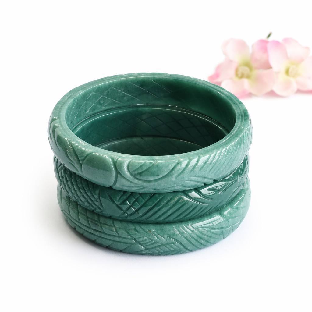 Blue Water Jadeite Dragon & Phoenix Bangle