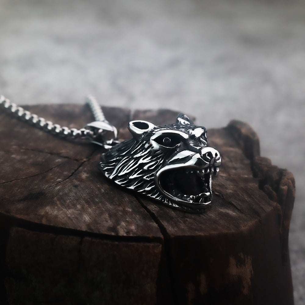 Europe and The United States Hot-Selling Wolf Head Hip-Hop Pendant