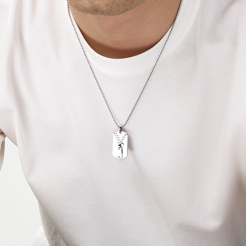 Simple Design Three-Dimensional Zipper, Military Brand Titanium Steel Necklace, Men's And Women'S Couples'
