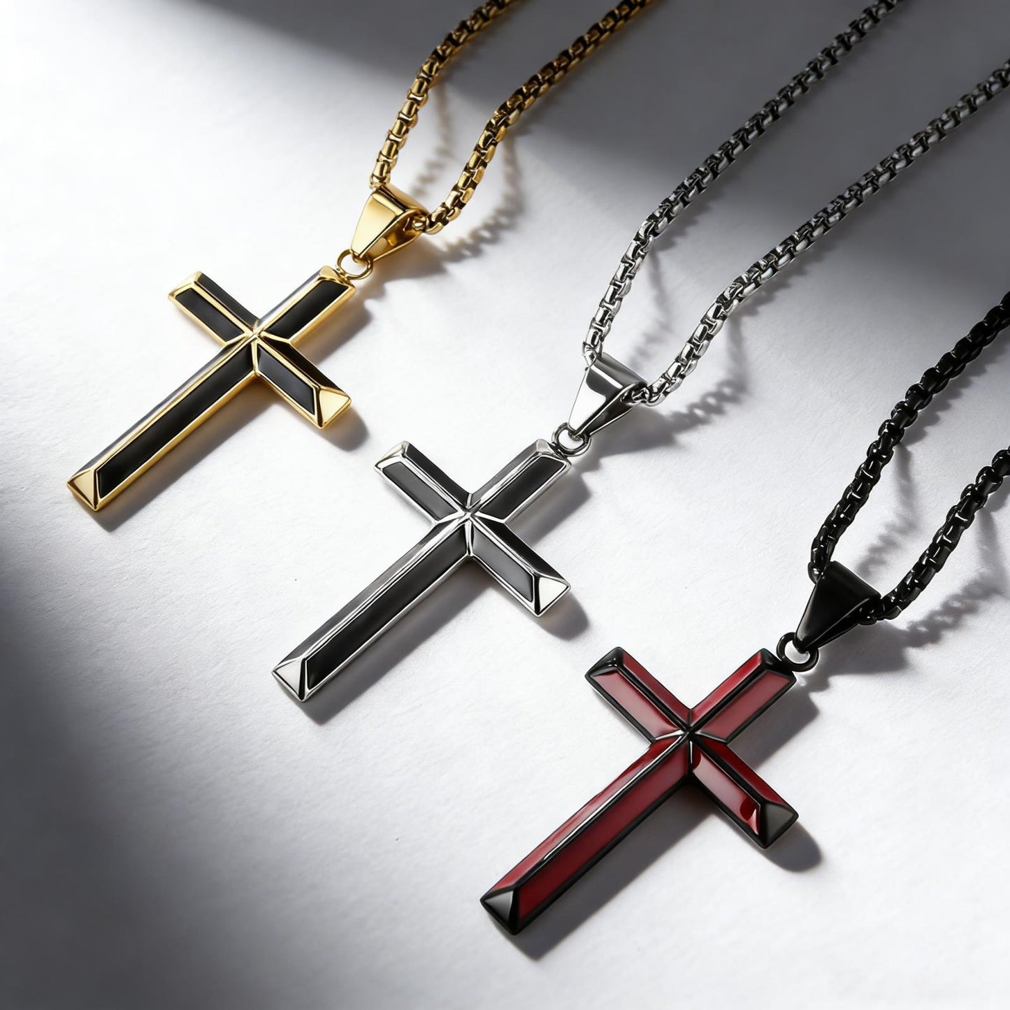 Planderful Oil Drip Cross Pendant Necklace For Men Stainless Steel Personalized Gift