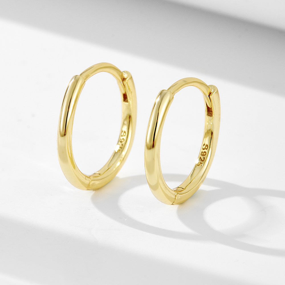 High-End 925 Sterling Silver Earrings Real Gold Glossy