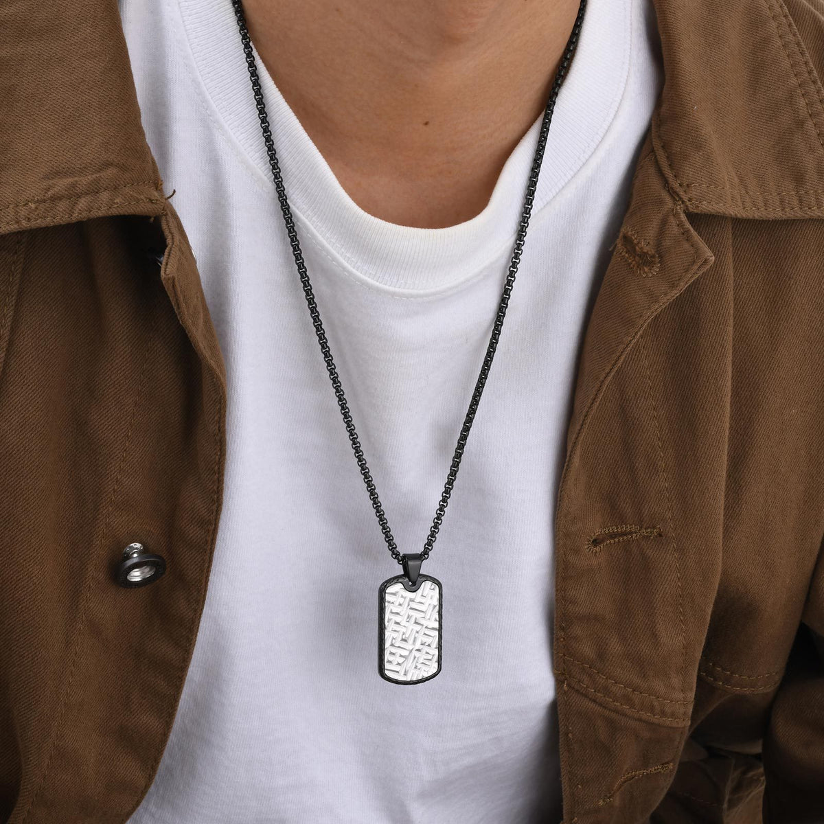 Dog Tag Black Stainless Steel Necklace for Men