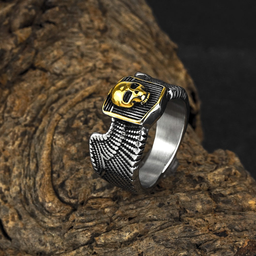 European And American Jewelry Wholesale Men's Titanium Steel Ring Retro Punk Skull Ring Non-Rusty And Non-Allergic