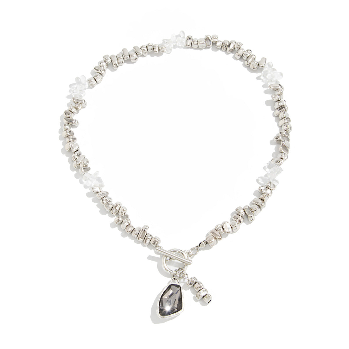 Irregular Crystal-Style Toggle Necklace