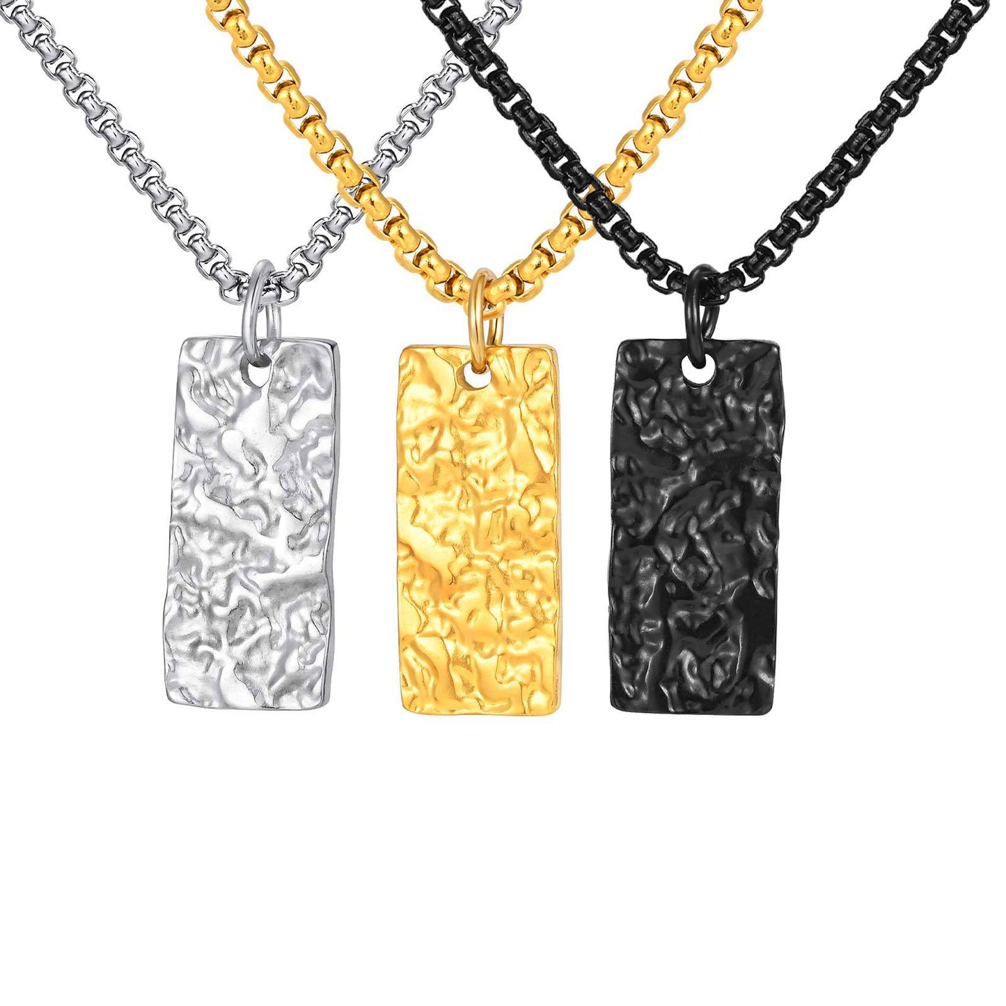 Planderful Black Stainless Steel Geometric Pendant For Men