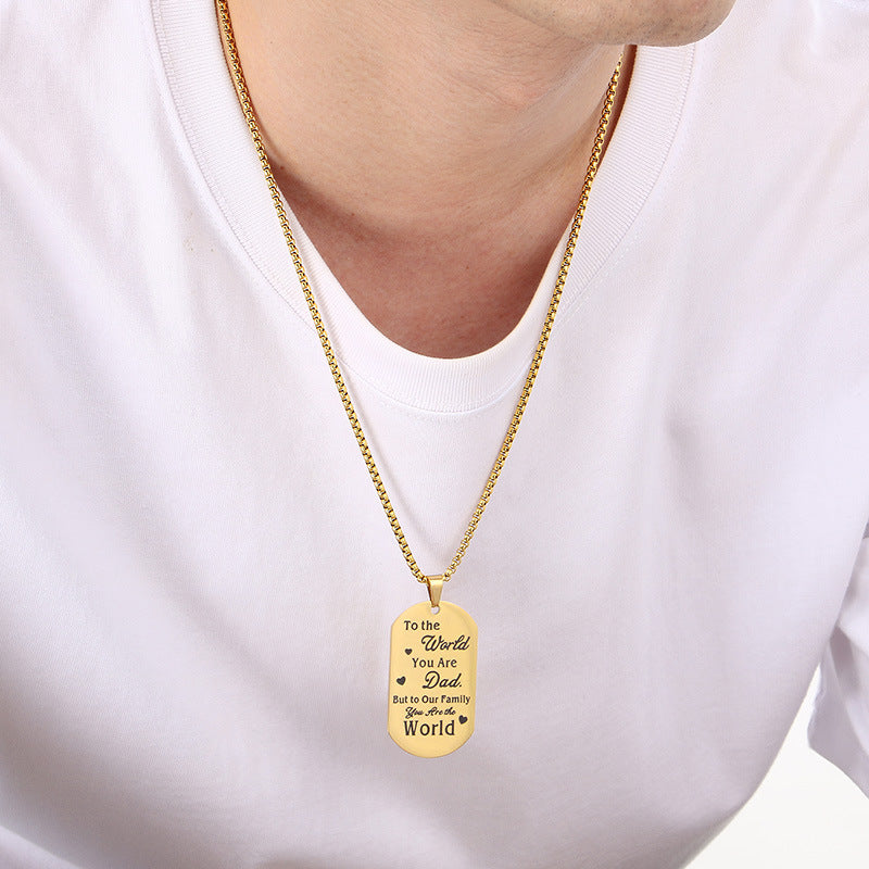 Planderful Titanium Steel Military Pendant Engraved For Dad