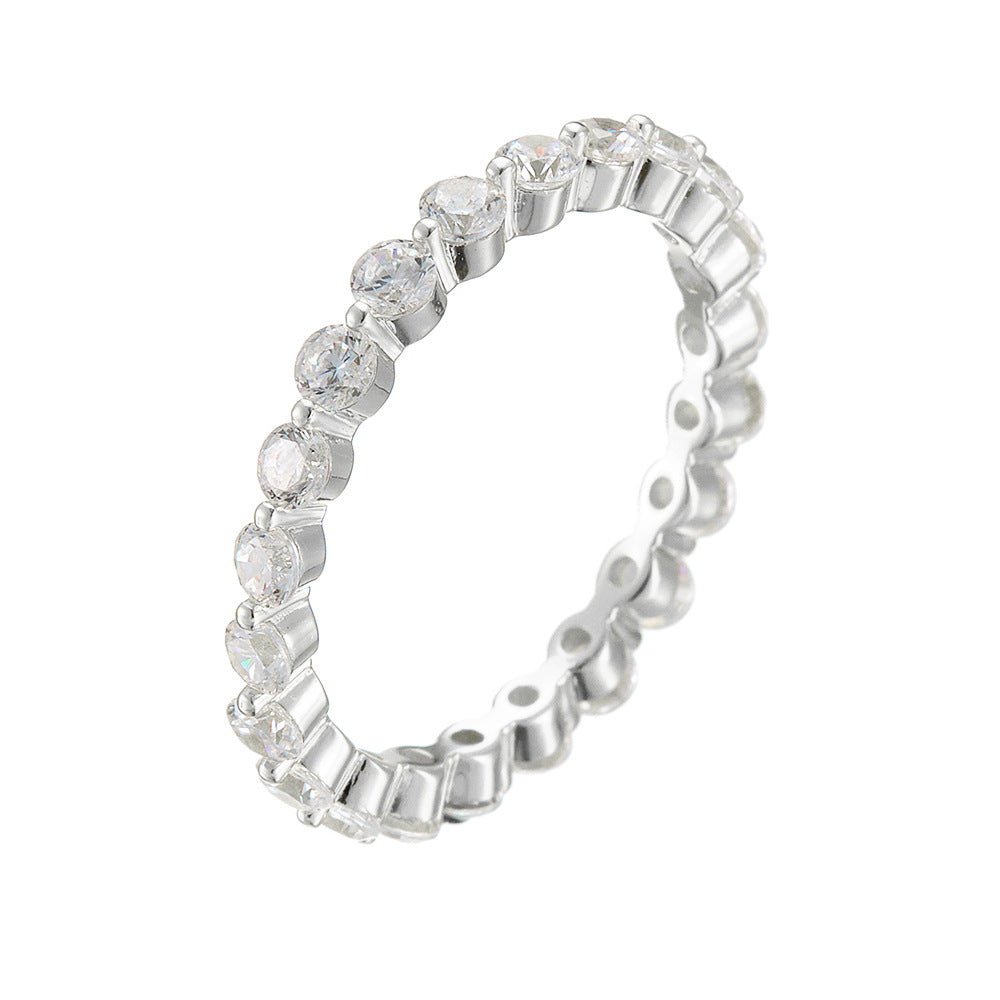 Sterling Silver Ring Full Zircon Ring Set Ring Combination Ring Jewelry
