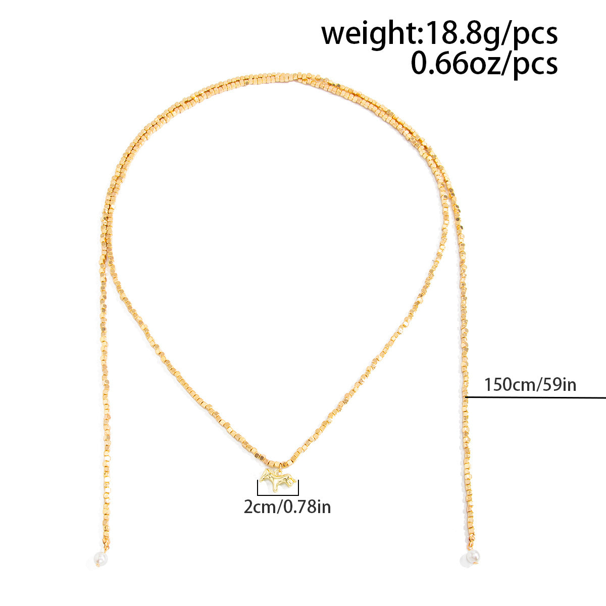 Square Bead Pearl-Style Wrap Necklace