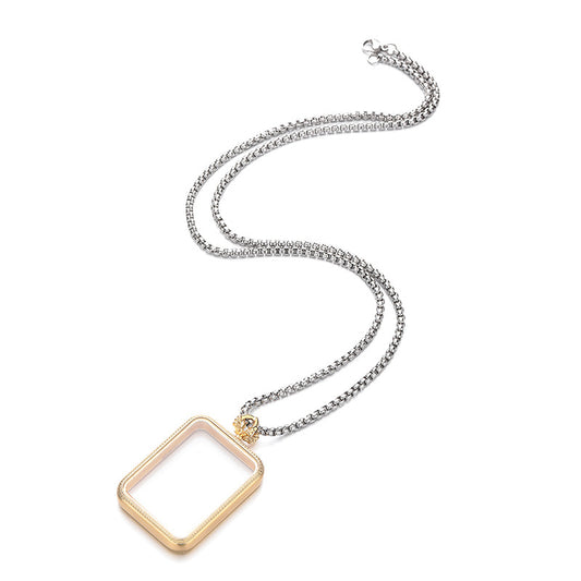 Titanium Steel Necklace – Elegant Thangka Box Pendant