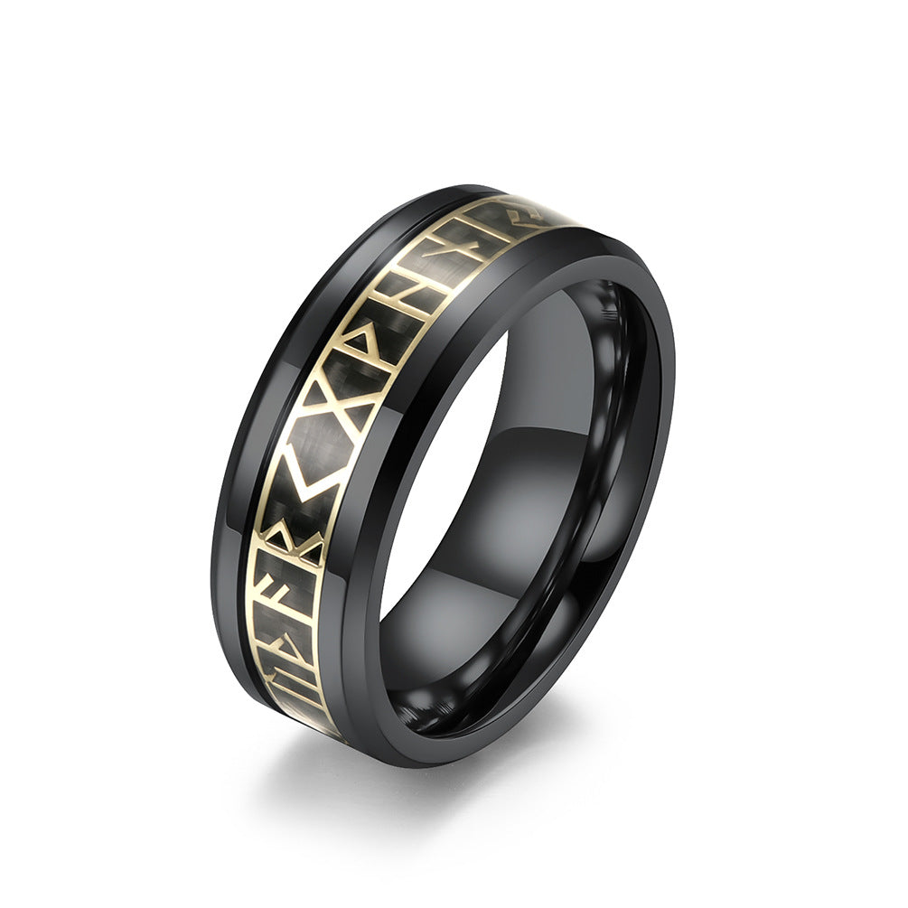Planderful Viking Ring With Nordic Luhn Rune Stainless Steel For Men Unisex Jewelry