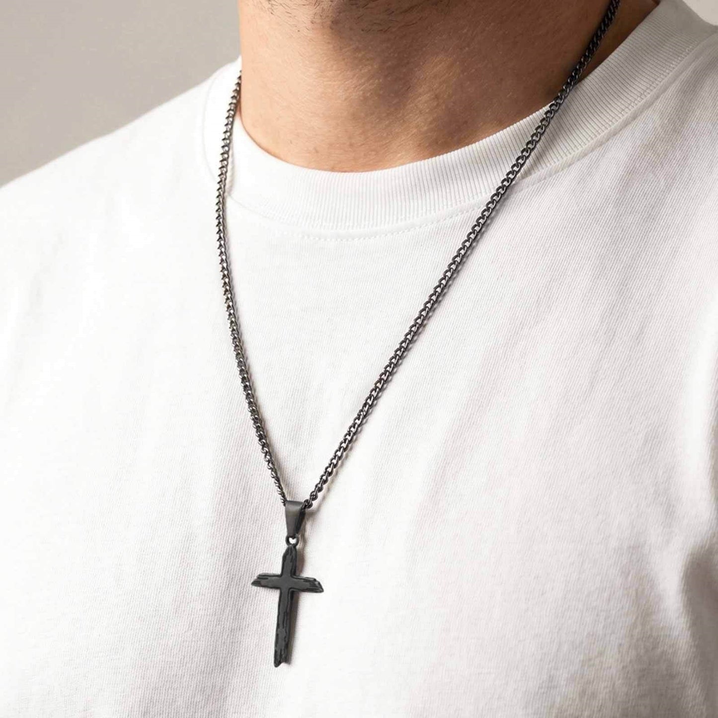 Europe – America – Japan & South Korea Stainless Steel Broken Cross Hip Hop Daily Necklace