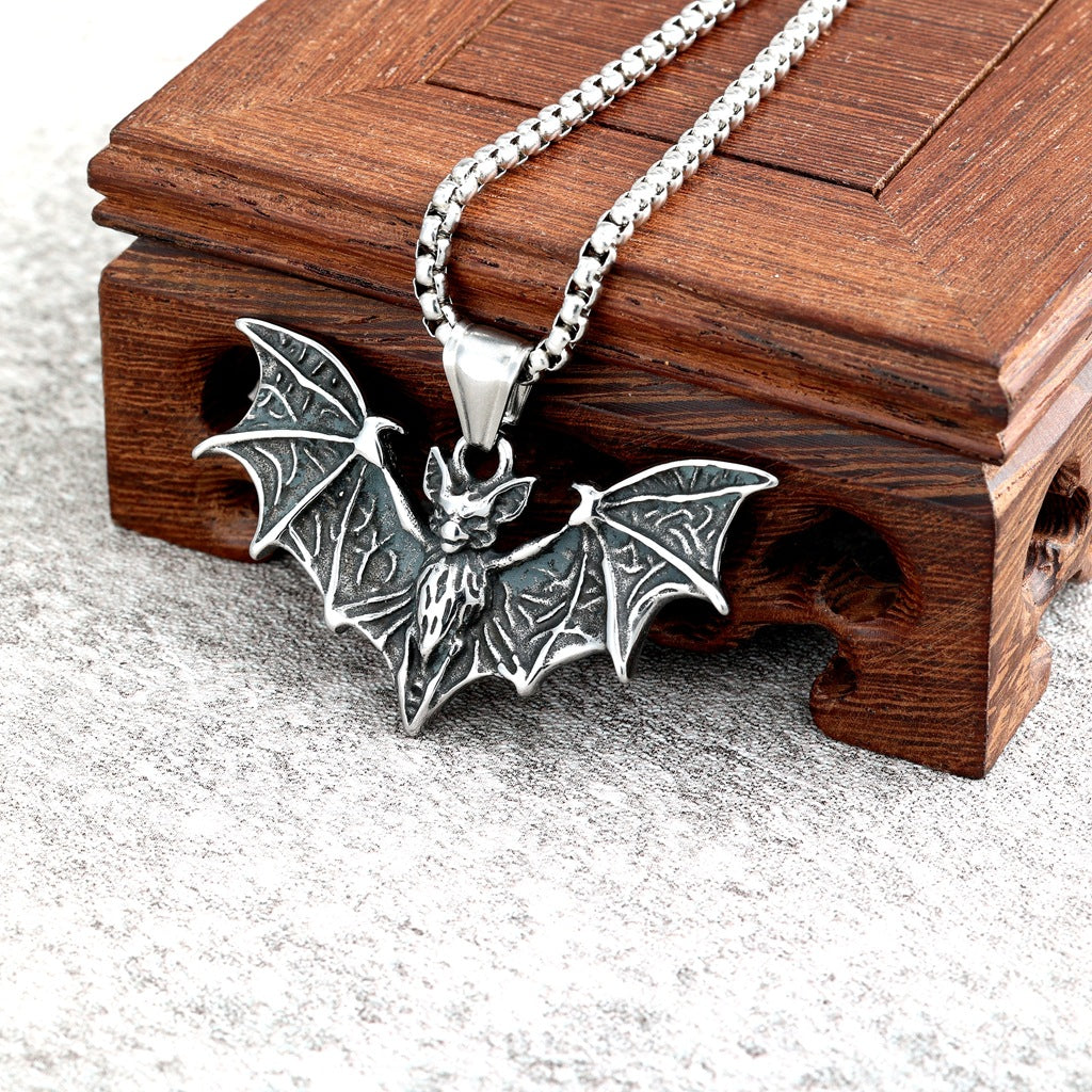 Gothic Bat Stainless Steel Pendant Necklace