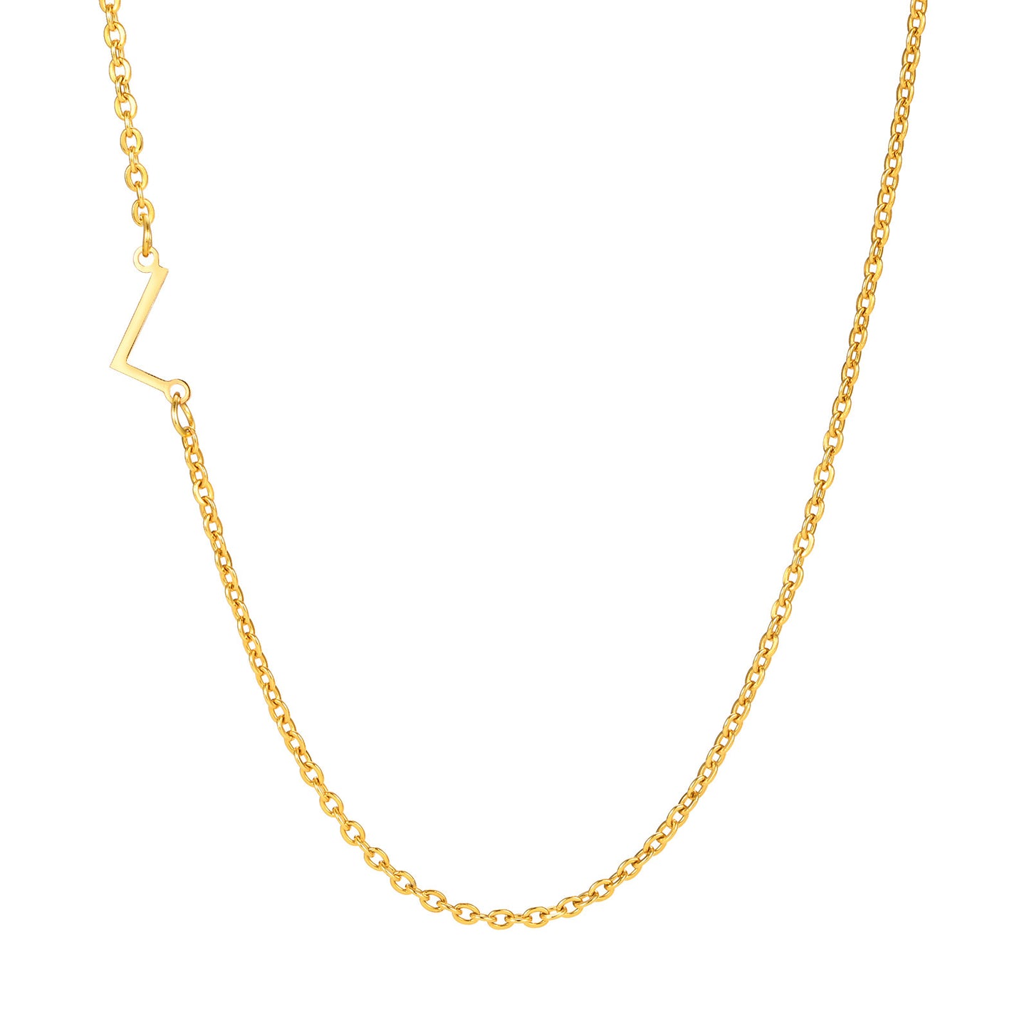Stainless Steel Flat Cross Chain Letter Necklace Gold Collarbone Chain Letter