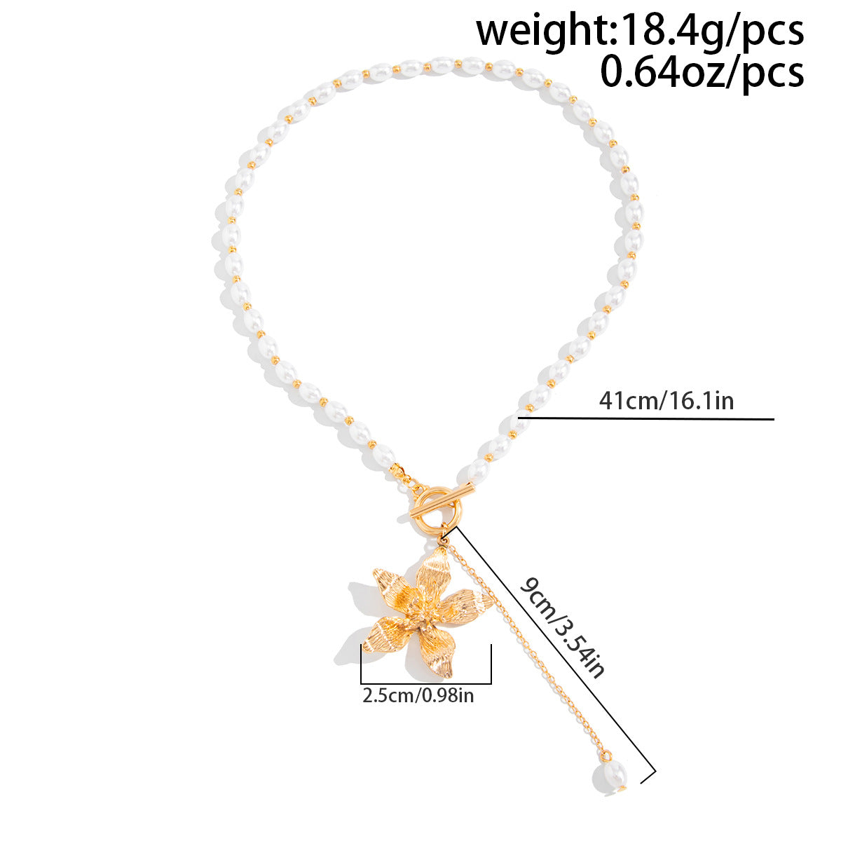 French Flower Pendant Retro Pearl Necklace Ot Buckle Beaded Collarbone
