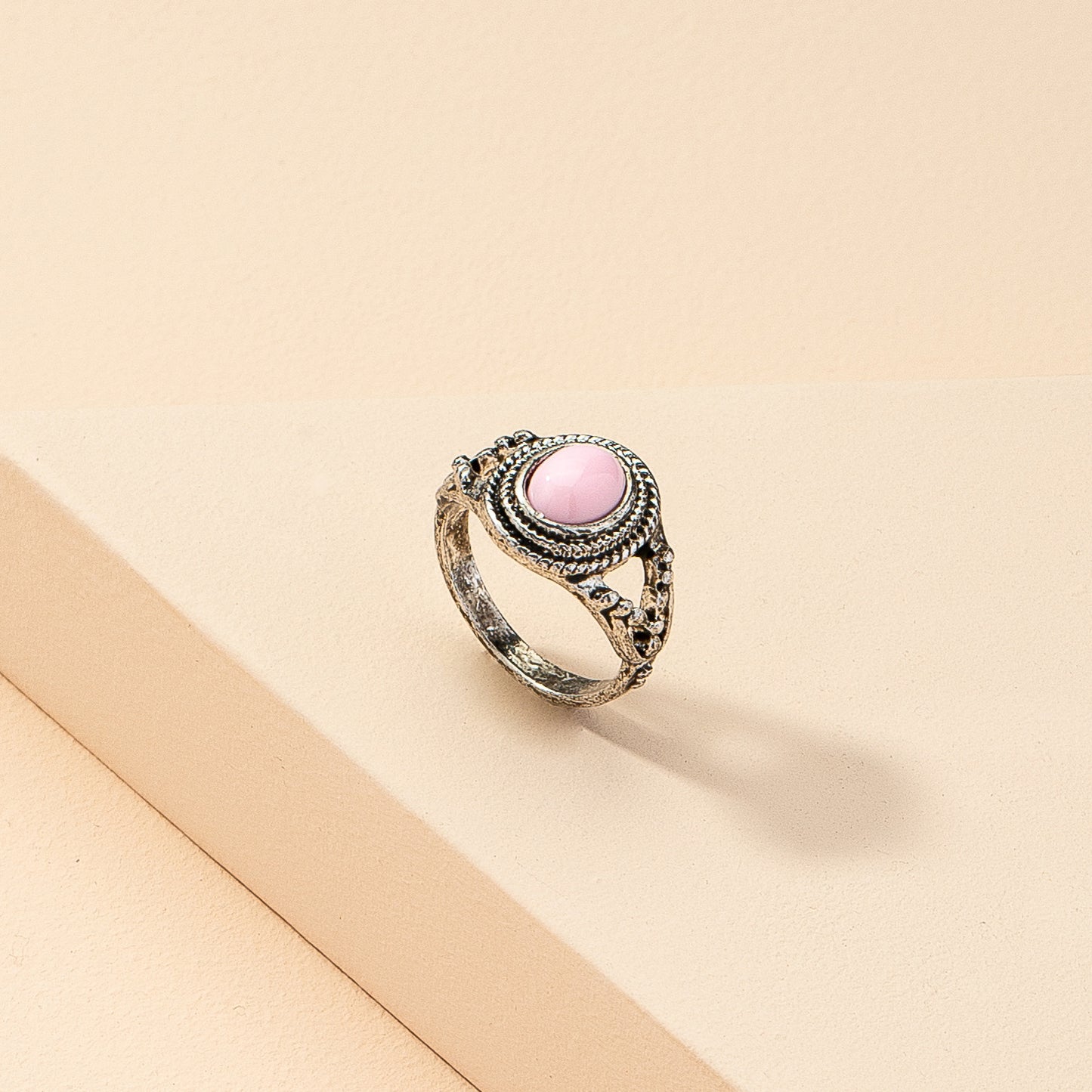 European Pink Stone Ring - Trendy Handcrafted Jewelry for Fashion Enthusiasts