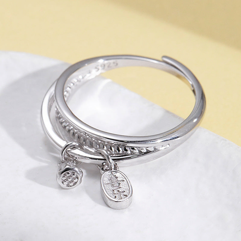 Lotus Seedpod Creative Multilayer Opening Sterling Silver Ring