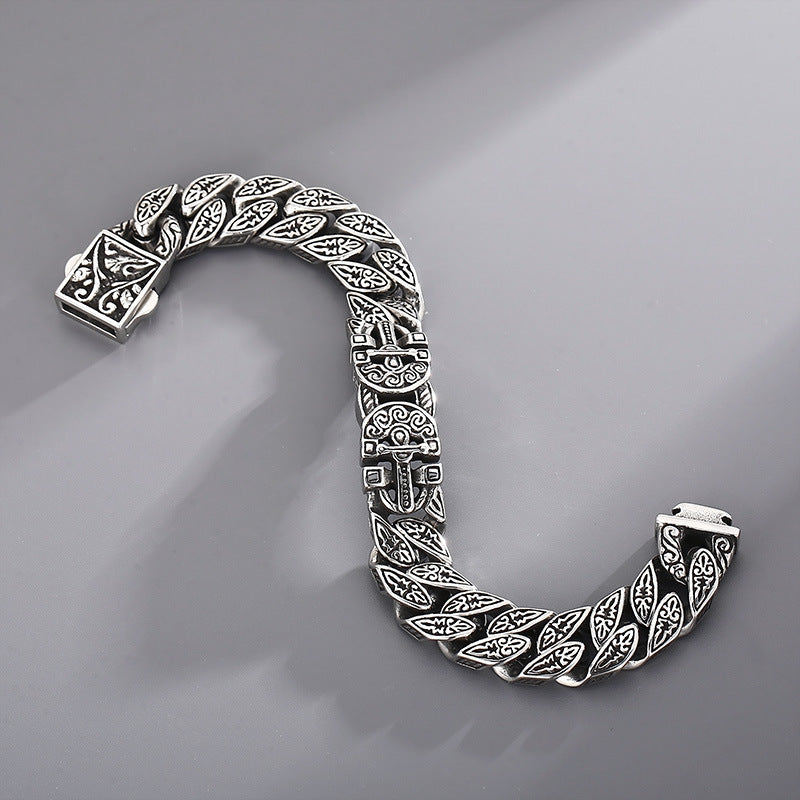Punk Pattern Bracelet – Antique Casting Pharaoh Ancient Egyptian Cross Titanium Steel Men's