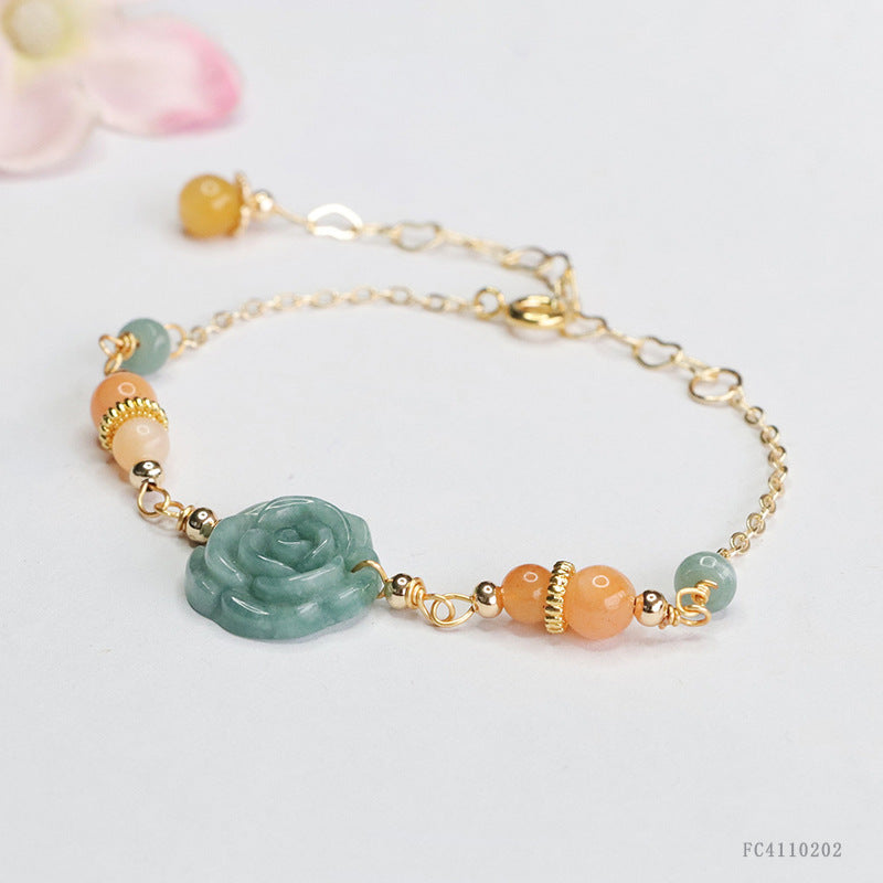 Blue Water Jadeite Peony Bracelet