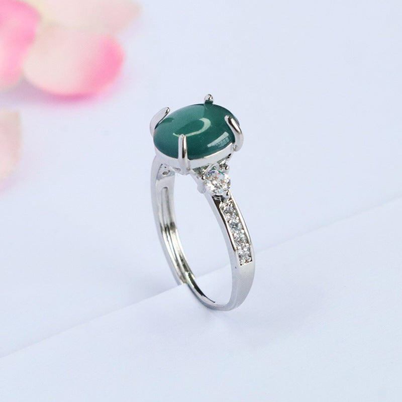 Blue Water Jadeite Star-Accented Ring