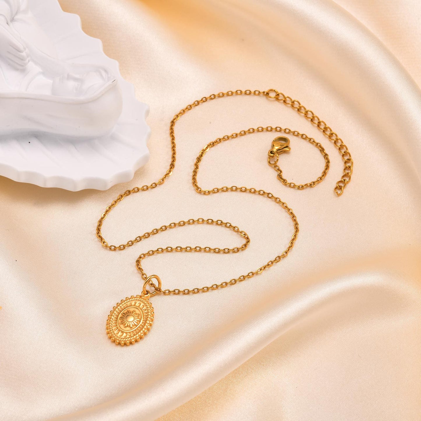 Jewelry Stainless Steel Cross Geometric Angel Pendant Gold Necklace Ladies