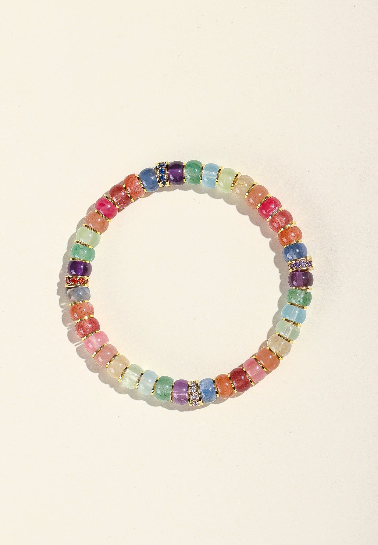 Planderful Fortune's Favor Beaded Bracelet – Natural Crystal Amethyst and Aquamarine
