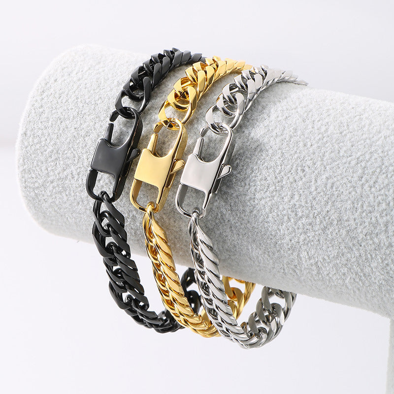 Hip Hop Denim Chain Stainless Steel Men Bracelet Necklace