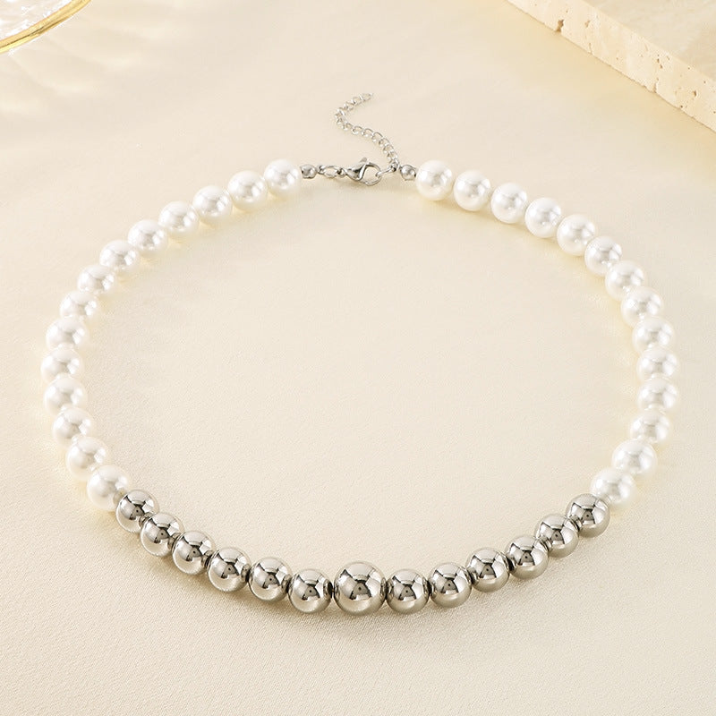 French Light Imitation Pearl Spell Round Bead Commuting Gentle Girl Versatile Necklace Collarbone
