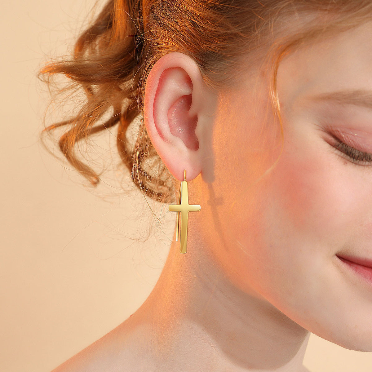 Cross Threader Drop Earrings — Gold or Silver