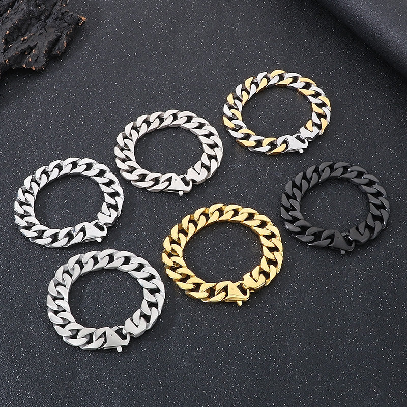 Hip-Hop Minimalist Bracelet – Vacuum Electroplated Dopamine Cut-Edge Cuban Chain
