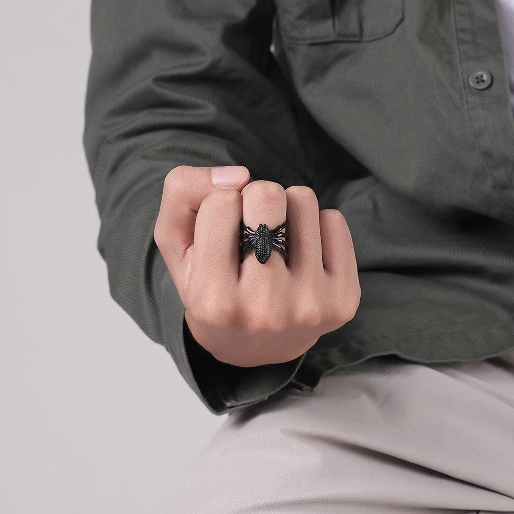 Poisonous Spider Stainless Steel Ring – Stainless Steel Black Spider Opening Adjustable