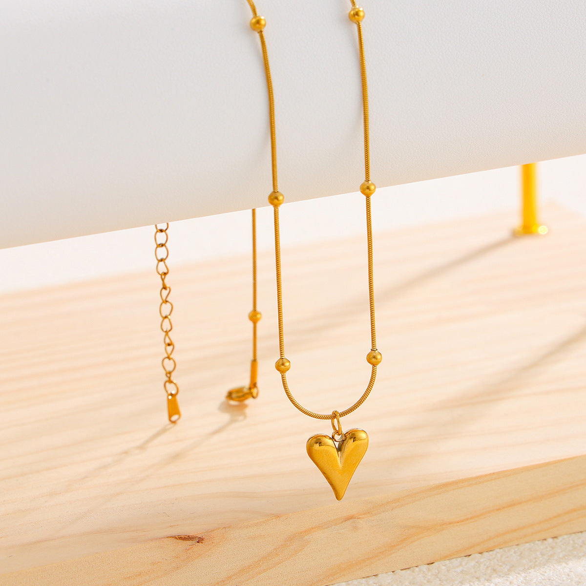 Stainless Steel Love Heart Pendant Collarbone Necklace Pvd Gold-Plated