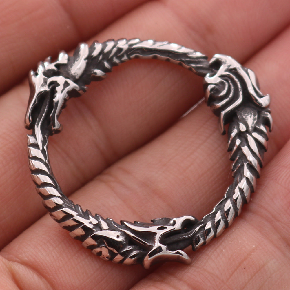 Dragon Tail Stainless Steel Pendant with Orchid Chain Necklace for Men