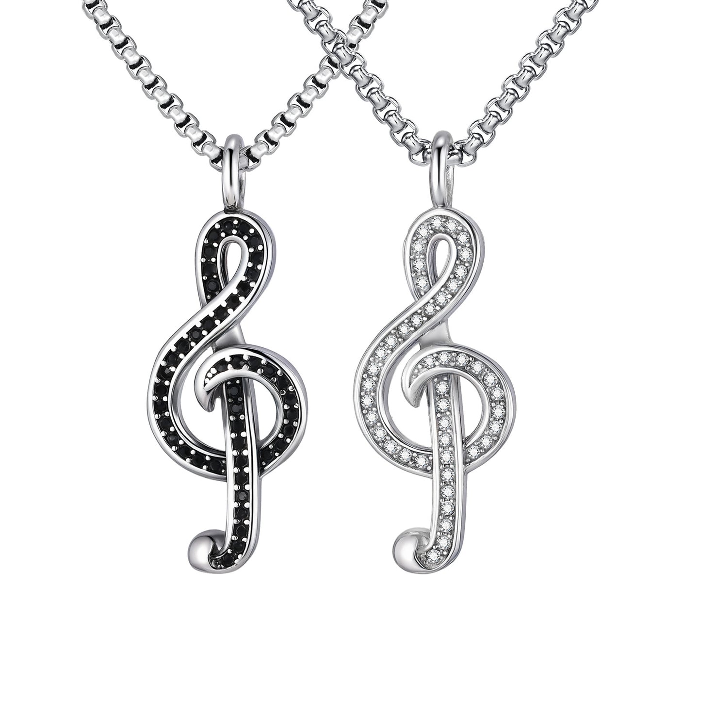 Planderful Music Note Necklace Unisex Zircon Pendant