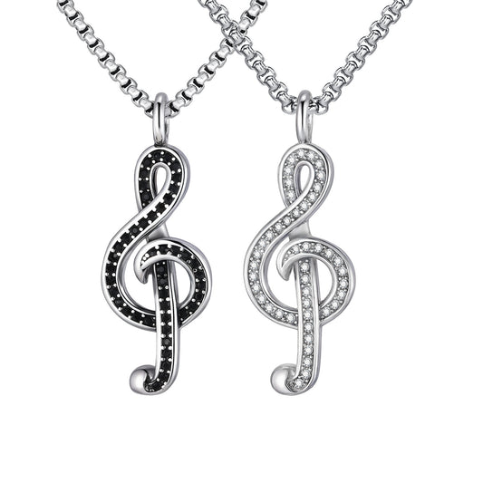 Planderful Music Note Necklace Unisex Zircon Pendant