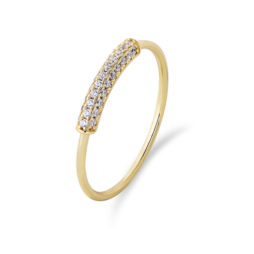 Korean Version Sterling Silver Micro-Inlaid Zircon Ring Index Finger Ring Tail Ring Jewelry