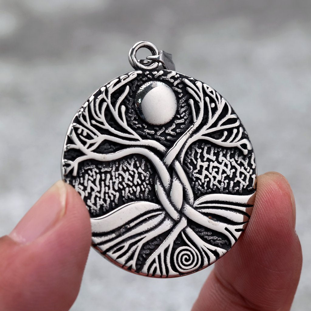 Planderful Unisex Viking Tree Of Life Double Sided Pendant Necklace Premium Stainless Steel For Men And Women