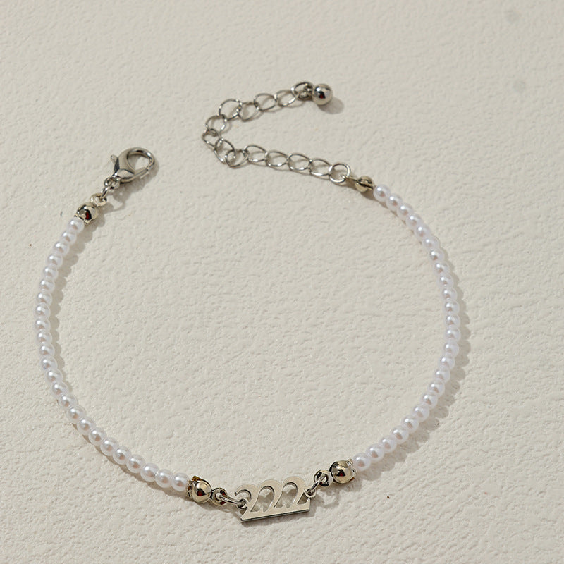 Pearl Chain Letter Pendant Bracelet - Vienna Verve Collection