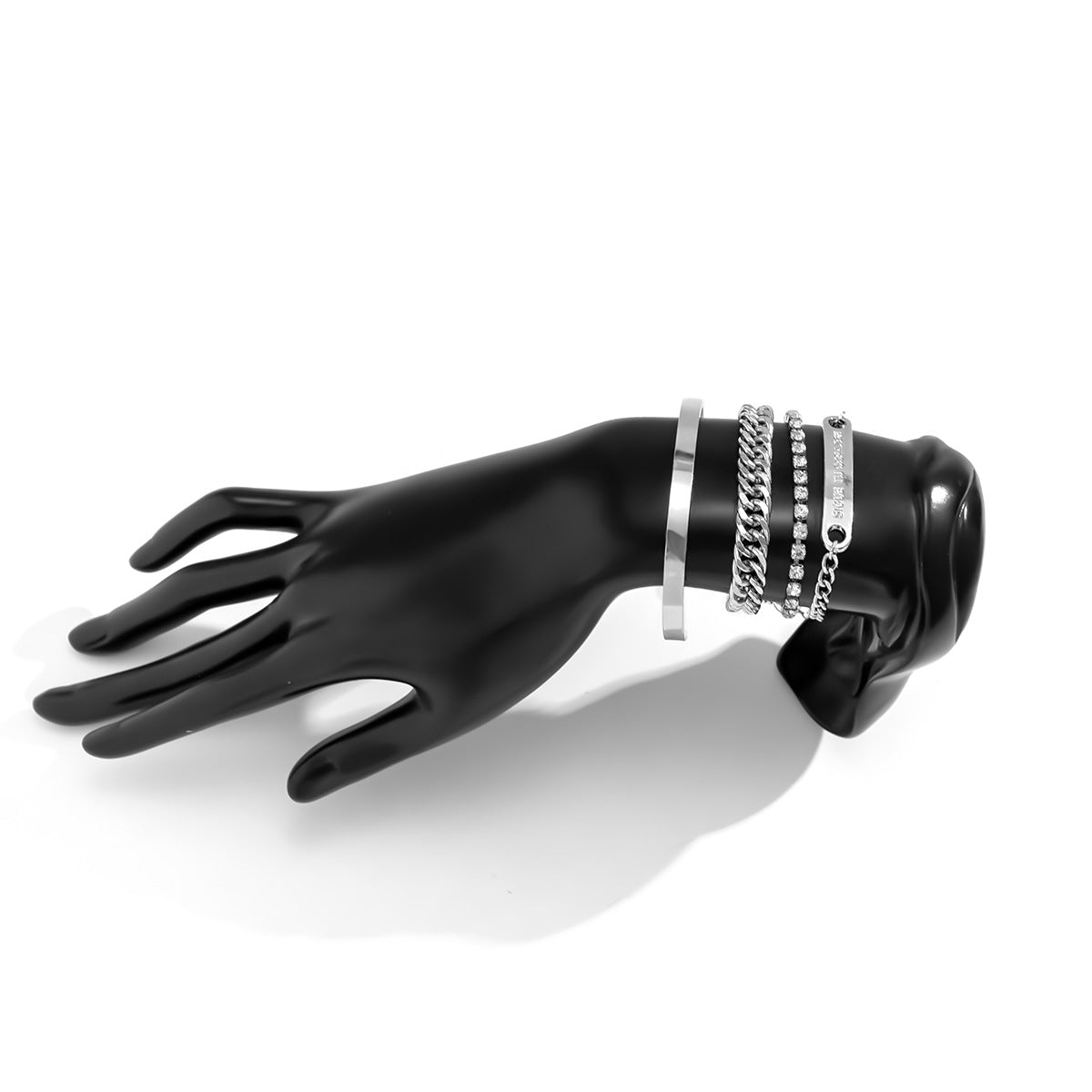 Funky Metal Square Bracelet Set with Edgy Claw Chain - Vienna Verve Collection