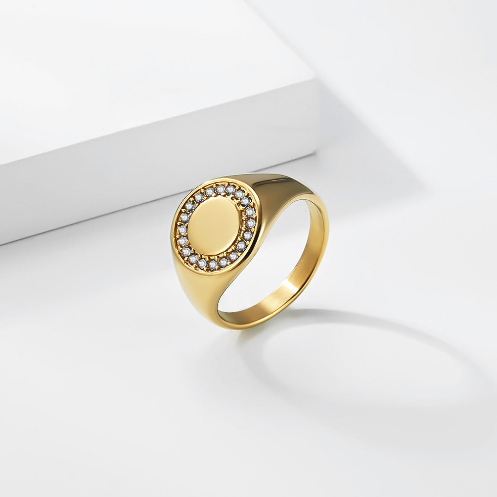 Planderful Titanium Steel Zircon Ring Fade Resistant Gold Plated Finish For Women Everyday Genie Premium Jewelry
