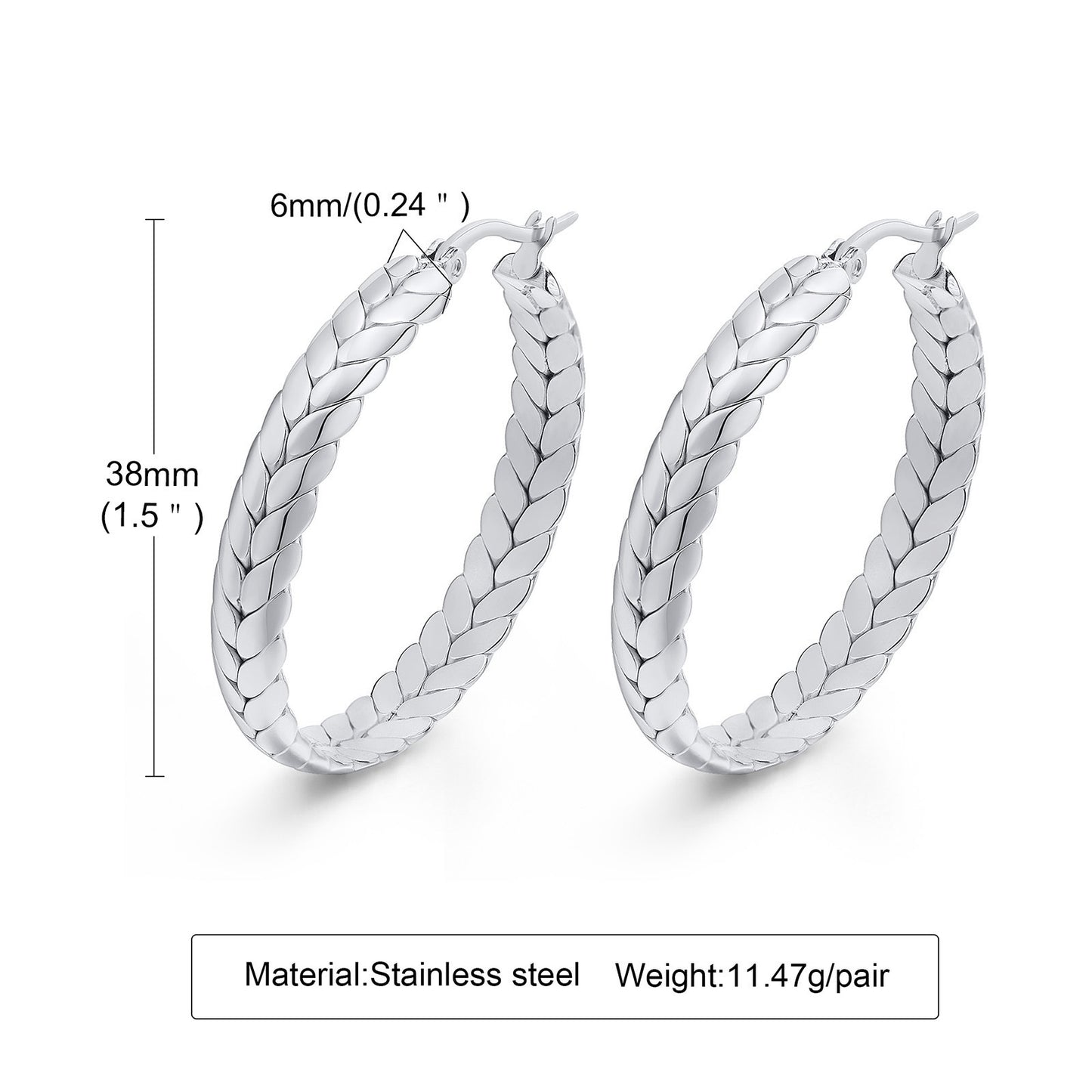 Stainless Steel Wheat Earrings Steel Color Gold Women's Fashion