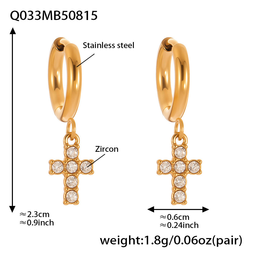 Planderful Zircon Cross Earrings Gold Plated Everyday Genie