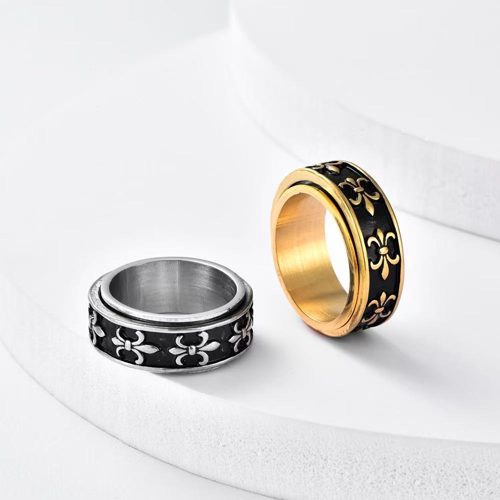 Planderful Stainless Steel Ring Rotating Cross Design For Men Edgy Punk Style Bold Statement