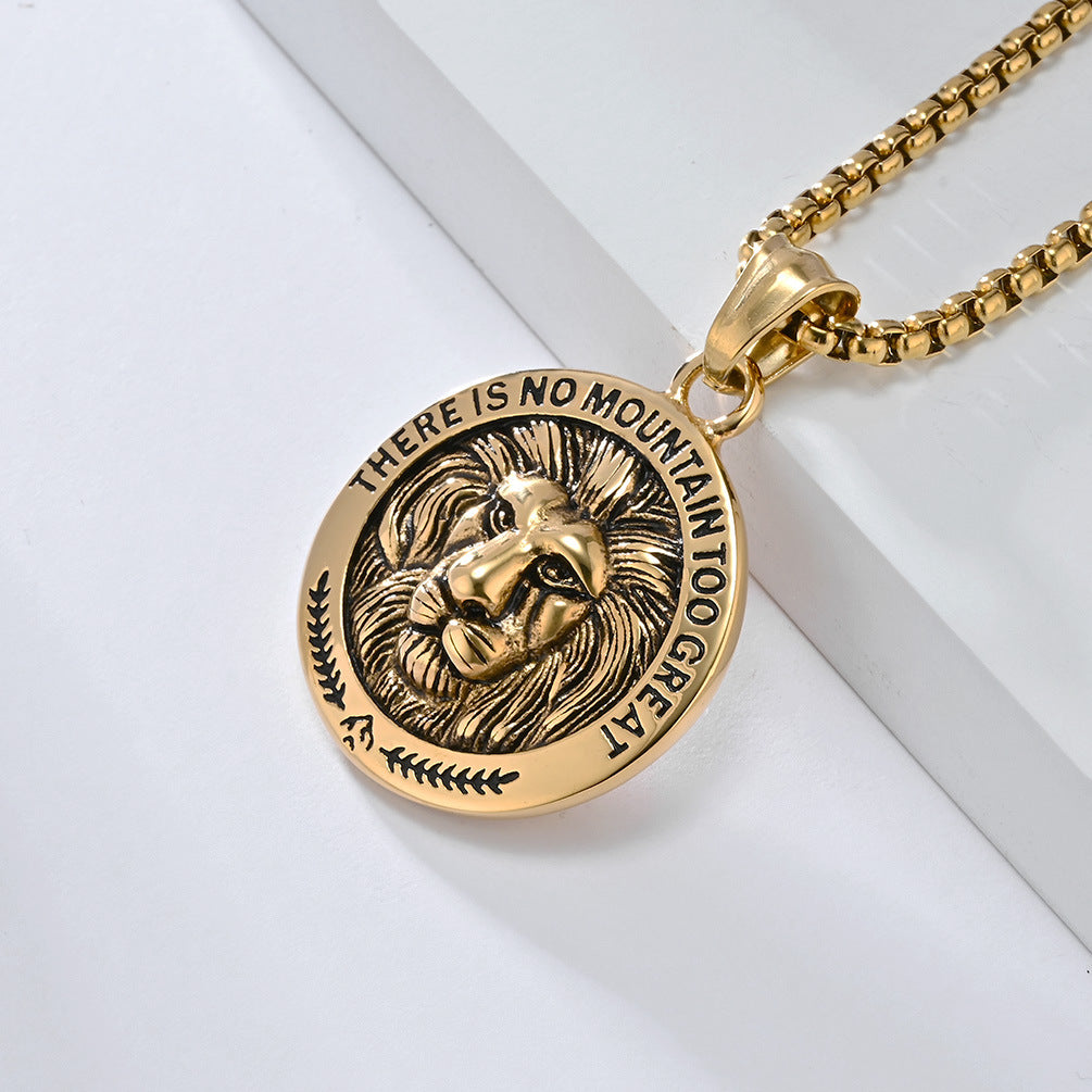 Cross-Border European and American Hip-Hop Lion Head Necklace