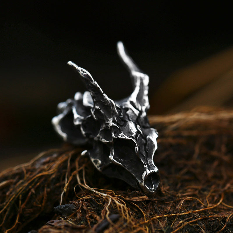Titanium Steel Dragon Skull Pendant Necklace for Men - Targaryen Inspired Design