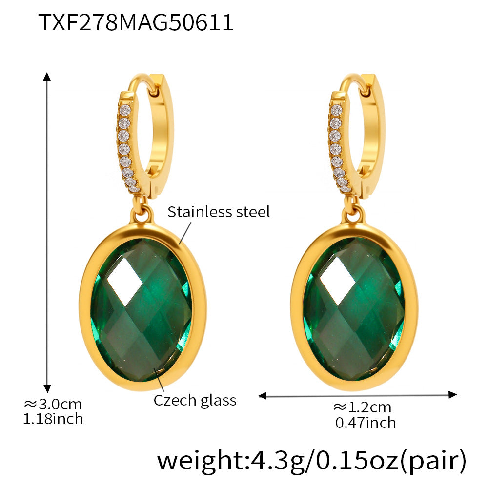 Planderful Lido Cut Oval Czech Glass Zircon Earrings Party