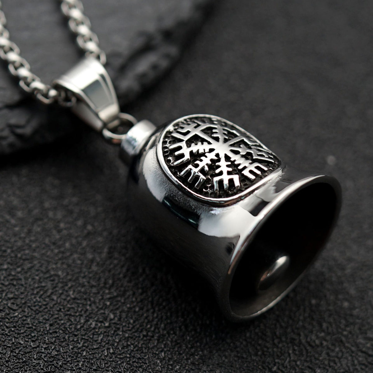 Vintage Viking Compass Stainless Steel Pendant Necklace
